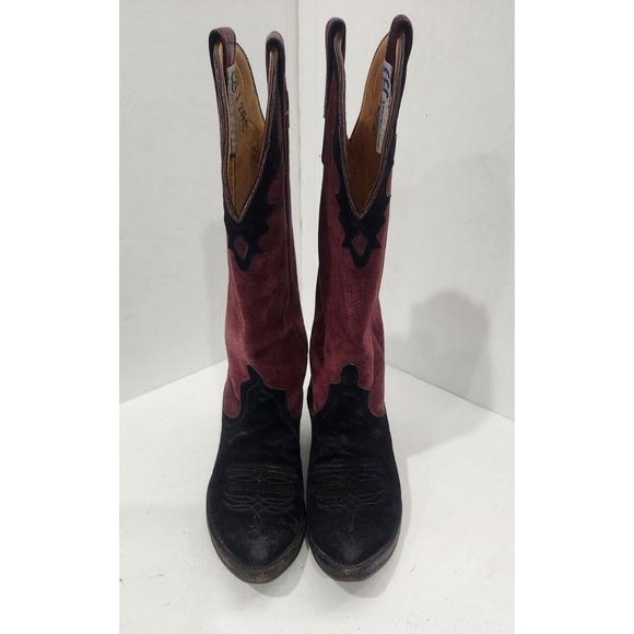 Anderson Bean 4170C Suede Cabernet Black Womens Western Boots Size 4 Made In USA - Picture 3 of 14